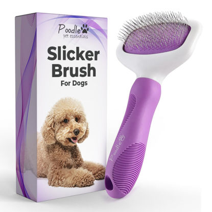 Picture of Poodle Pet Slicker Brush - For Dogs, Cats, Rabbits - Matted/Loose Fur, Knots - Suitable for Doodle/Goldendoodle Grooming and Shredding Short/Long Hair