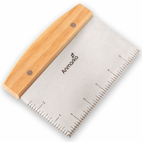 Picture of Dough Cutter for Bread and Pizza Dough - Stainless Steel Metal Griddle Scraper Chopper - Multipurpose Bench Scraper Kitchen Utensil for Flat Top Griddle - Commercial Quality