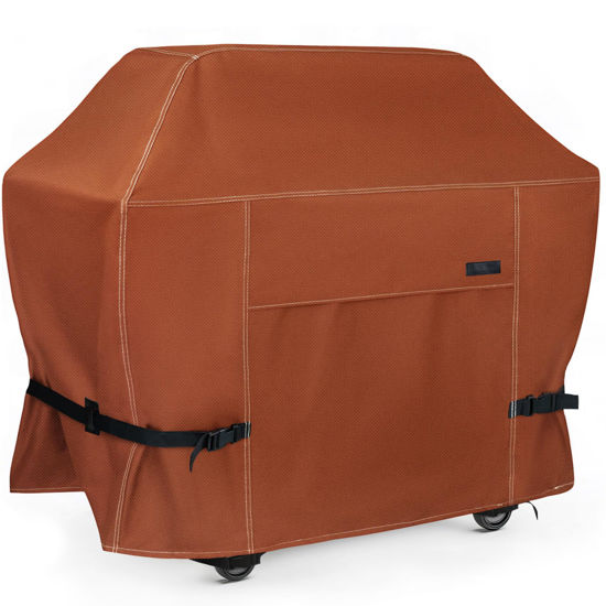 Picture of NettyPro BBQ Grill Cover 56 Inch Outdoor Patio 600D Heavy Duty Waterproof 2-3 Burner Barbecue Cover for Weber, Char-Broil, Brinkmann, Nexgrill Grills and More, Brown