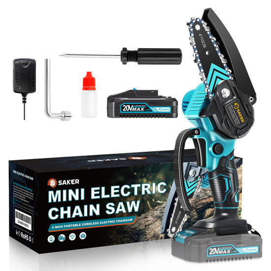 Picture of Saker Mini Chainsaw,Portable Electric Chainsaw Cordless,Handheld Chain Saw Pruning Shears Chainsaw for Tree Branches,Courtyard,Household and Garden Gifts for Men Dad Husband Women