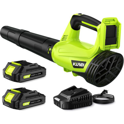 Picture of Leaf Blower, Electric Cordless Leaf Blower with 2 Batteries and Charger, 2 Speed Mode, Lightweight Leaf Blowers for Blowing Leaves, Patio Cleaning, Lawn Care and Dust