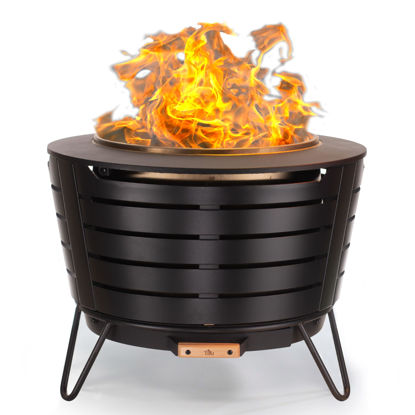 Picture of TIKI 25-Inch Smokeless Patio Fire Pit, Wood Burning with Removable Ash Pan & Weather-Resistant Cover, Modern Black Design - Ideal Outdoor Smokeless Fire Pit for Backyard & Patio