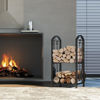 Picture of Fire Beauty Fireplace Firewood Log Rack 5-Piece Storage Logs Holder with Tools Set with 4 Tools Set Fireside Holders Wood Lumber Storage Stacking Black