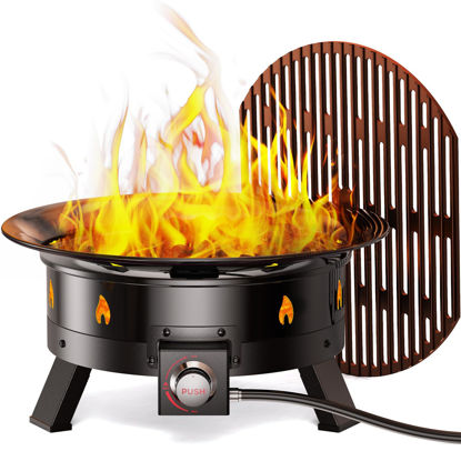 Picture of Ciays Large Propane Fire Pit 19 Inch, Gas Fire Pit with Grill Grate, Folding Legs, Hose Hooks, Propane Tank Holder, Cover & Carry Strap, CSA Certified Portable Outdoor Fire Pit for Camping, 58,000 BTU