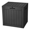 Picture of YITAHOME 30 Gallon Deck Box Outdoor Storage Box, Waterproof Resin Package Delivery and Storage Box with Lockable Lid for Patio Furniture Cushions, Pool Accessories, Garden Tools, Black