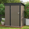 Picture of Patiowell 5x3 FT Outdoor Storage Shed, Tool Shed with Sloping Roof and Lockable Door, Metal Shed for Backyard Garden Patio Lawn, Brown