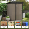 Picture of Patiowell 5x3 FT Outdoor Storage Shed, Tool Shed with Sloping Roof and Lockable Door, Metal Shed for Backyard Garden Patio Lawn, Brown