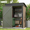 Picture of Patiowell 5x3 FT Outdoor Storage Shed, Tool Shed with Sloping Roof and Lockable Door, Metal Shed for Backyard Garden Patio Lawn, Brown