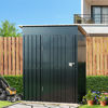 Picture of 5x3FT Vertical Outdoor Steel Storage Shed with Floor Frame, Lockable Doors, Compact Metal Tool Shed for Garden, Backyard, Patio, Utility, and Bike Storage