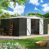 Picture of VIWAT 12x14 FT Outdoor Storage Shed, Metal Shed with Updated Frame Structure and Lockable Doors, Large Shed Upgrade Height Ideal for Garden, Backyard, Patio Utility and Tool Storage, White