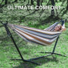 Picture of PNAEUT Double Hammock with Space Saving Steel Stand Included 2 Person Heavy Duty Outside Garden Yard Outdoor 450lb Capacity 2 People Standing Hammocks and Portable Carrying Bag (Coffee)