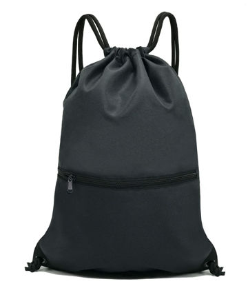 Picture of HOLYLUCK Drawstring Backpack Bag Sport Gym Sackpack - black