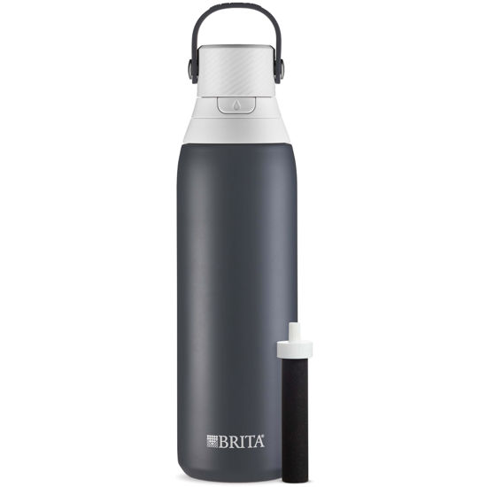 Picture of Brita Stainless Steel Premium Filtering Water Bottle, BPA-Free, Reusable, Insulated, Replaces 300 Plastic Water Bottles, Filter Lasts 2 Months or 40 Gallons, Includes 1 Filter, Carbon - 20 oz.