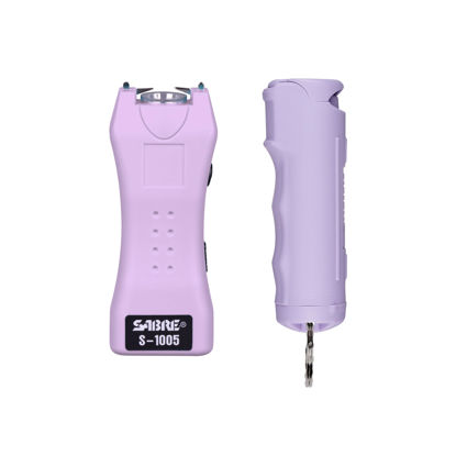 Picture of SABRE Pepper Spray & 2-in-1 Stun Gun with Flashlight, Self Defense Kit, Fast Flip Top Safety, Finger Grip for Better & Faster Aim, Painful 1.60 µC Charge, 120 Lumen LED Light, Rechargeable, 0.54 fl oz