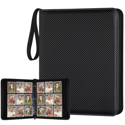 Picture of GERMUN 9 Pocket Card Binder, Premium Zip Trading Card Binder, 720 Double Sided Pocket PU Collection Binder, Collector Album, Card Folder for MTG, TCG, Sports Cards, (Black)