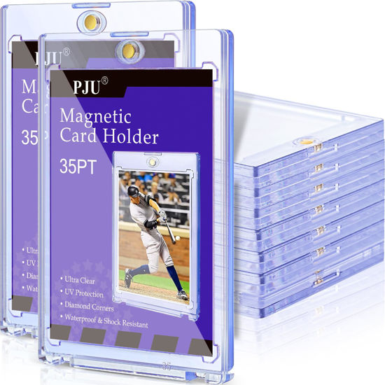 Picture of 30ct Magnetic Card Holder, 35pt One Card Holder Touch for Trading Cards, U-V Protection Magnetic Card Case for Baseball Cards, Card Protectors Hard Plastic, Display Case for Game Cards, Sports Cards