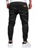 Picture of JMIERR Mens Cotton Drawstring Cargo Pants - Outdoor Hiking Gym Twill Joggers with Pockets for Men, US 36(L), Black