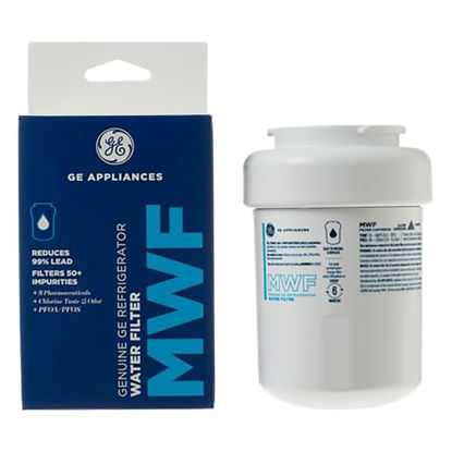Picture of GE MWF Refrigerator Water Filter, Genuine Replacement Filter, Certified to Reduce Lead, Sulfur, and 50+ Other Impurities, Replace Every 6 Months for Best Results, Pack of 1