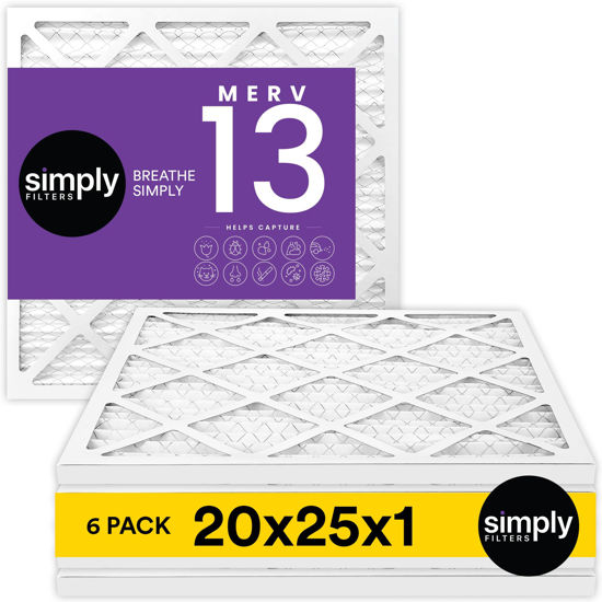 Picture of Simply 20x25x1 Air Filter, Merv 13, MPR 1500, 6 Pack, For Home AC Furnace & HVAC (Actual Size: 19.75"x24.75"x0.75") DUST, Pet, & Allergy Control