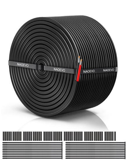 Picture of 18 Gauge Wire 2 Conductor Electrical Wire, 18 AWG Wire Stranded PVC Cord, 12V Low Voltage/Tinned Copper/Flexible/18/2 Wire for Automotive Wire LED Strips Lamp Lighting Marine 100FT-30.48M