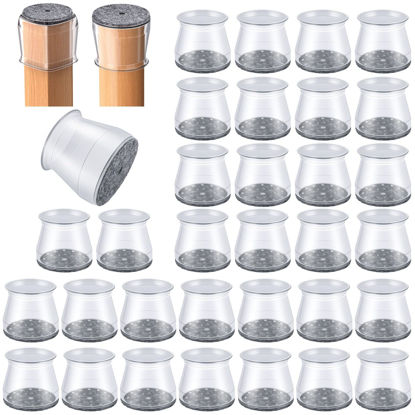 Picture of 32 Pcs Chair Leg Protectors for Hardwood Floors, Silicone Felt Furniture Leg Cover Pad for Protecting Floors from Scratches and Noise, Smooth Moving for Chair Feet(Large fit : 1.3'' - 2'')