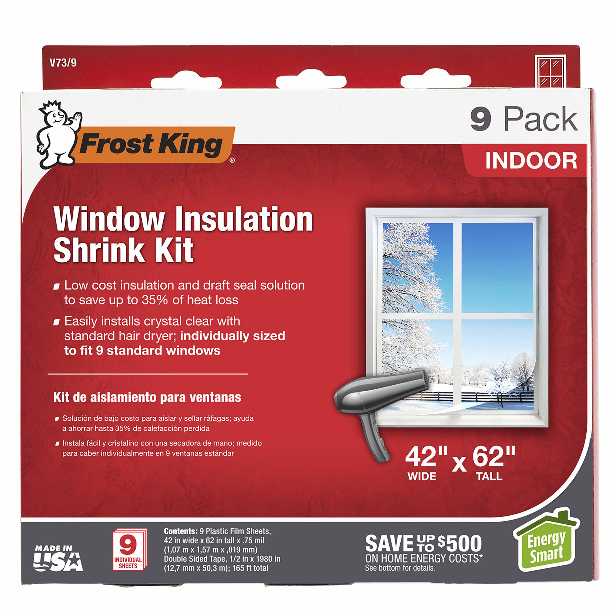 GetUSCart- Frost King V73/9H Indoor Shrink Window Kit 42 62-Inch, Clear ...