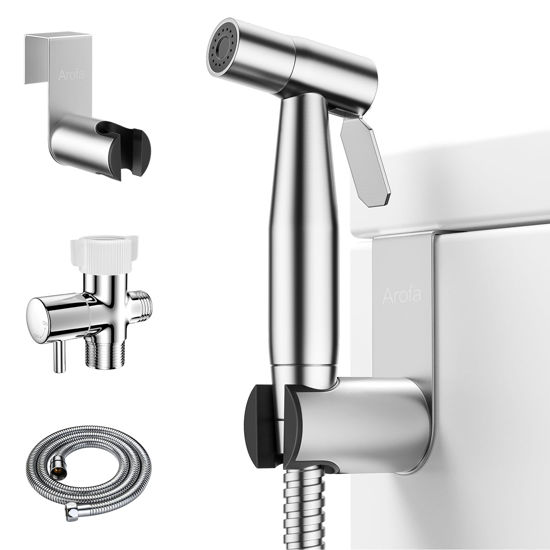Picture of Arofa Handheld Toilet Bidet Sprayer for Toilet-Adjustable Water Pressure Control with Bidet Hose for Feminine Wash, Stainless Steel Brushed Nickel Cloth Diaper for Baby Wash