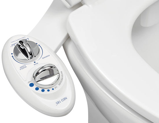 Picture of LUXE Bidet NEO 185 - Self-Cleaning, Dual Nozzle, Non-Electric Bidet Attachment for Toilet Seat, Adjustable Water Pressure, Rear and Feminine Wash (White)