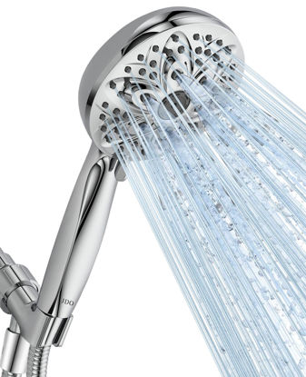 Picture of 6-Setting Shower Head with Handheld, JDO High Pressure Hand held Shower Head, 4.7 Inch Chrome Detachable Showerhead Set with 59 Inch Stainless Steel Hose and Adjustable Showerhead Holder