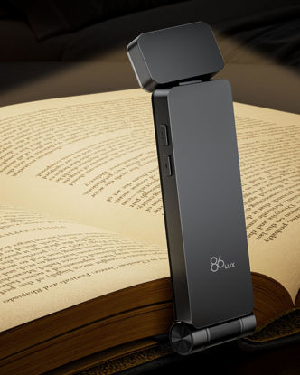 Picture of 86lux Reading Light, Rechargeable Book Light for Reading in Bed, Ultralight Clip-on LED Bookmark Lamp with 3 Amber Colors & Stepless Dimming for Night Reading for Book Lovers, Kids, Grey