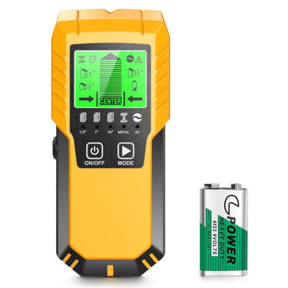 Picture of Stud Finder Wall Scanner Detector - 5 in 1 Electronic Wall Wood Metal Stud Locator Edge Center Sensor Beam for Live AC Wire Pipe Metal Lumber Joist Drywall Framing Detection