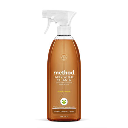 Picture of Method Daily Wood Cleaner, Almond, Plant-Based Formula That Cleans Shelves, Tables and Other Wooden Surfaces While Removing Dust & Grime, 28 oz Spray Bottles, (Pack of 1)