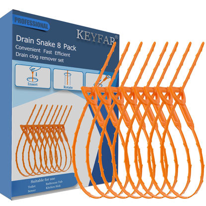Picture of 8 Pack 25inch Drain Snake Clog Remover, Drain Hair Remover, Sink Snake Drain Auger Cleaner Tool For Bath Tub, Toilet, Kitchen Sink, Sewer