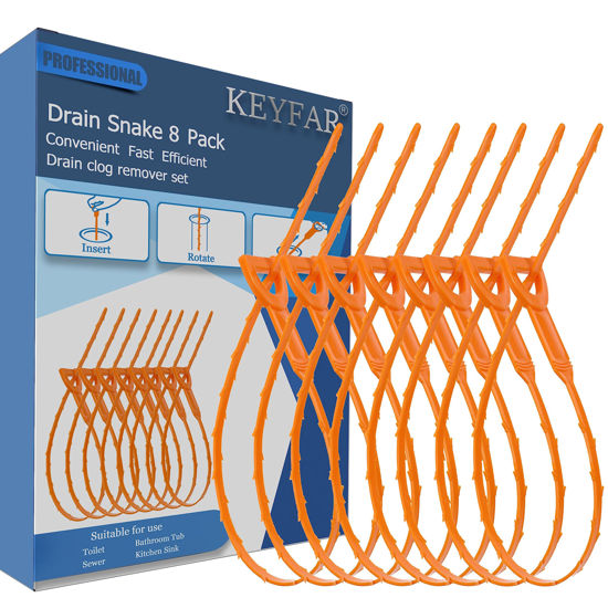 Picture of 8 Pack 25inch Drain Snake Clog Remover, Drain Hair Remover, Sink Snake Drain Auger Cleaner Tool For Bath Tub, Toilet, Kitchen Sink, Sewer