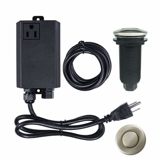 Picture of Garbage Disposal Air Switch Kit Sink Top Waste Disposal Long Stainless Steel Brushed Nickel On/Off Air Button Food and Waste Disposals Part by Etoolcity