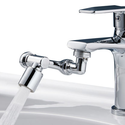 Picture of 1080°Swivel Faucet Extender, Sink Water Faucet Aerator Extension in Brass, Swivel Robotic Arm Bathroom Faucet Extender, Kitchen Rotating Extension Filter with 2 Mode Splash