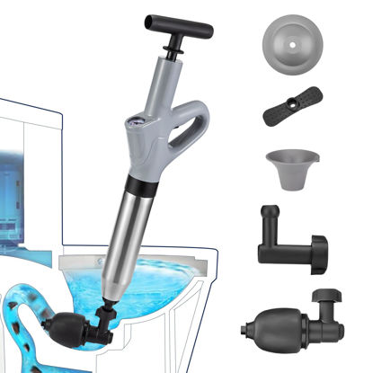Picture of MaxxGeek Toilet Plunge Blaster, High Pressure Toilet Plunger, High-Pressure Air Drain Blaster Plunge Blaster Multi-drain Unclogger for Toilets, Bathroom Floor, Drain Sinks and Plumbing Clogs.