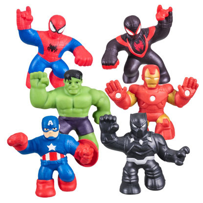 Picture of Heroes of Goo Jit Zu Marvel Mega Mini 6 Pack - Squishy, Stretchy, Gooey Mini Heroes - Ironman, Spider-Man, Captain America, Miles Morales, Hulk and Black Panther