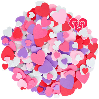 Picture of 300 PCS Valentines Heart Stickers, Foam Valentines Day Stickers, Matte Valentines Crafts for Kids, Self-Adhesive Heart Foam Stickers 5 Colors Valentine Foam Stickers Adults Valentine's Presents