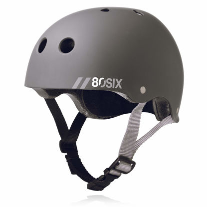 Picture of 80Six Dual Certified Kids Bike, Scooter, and Skateboard Helmet, Grey Matte, Small / Medium - Ages 8+