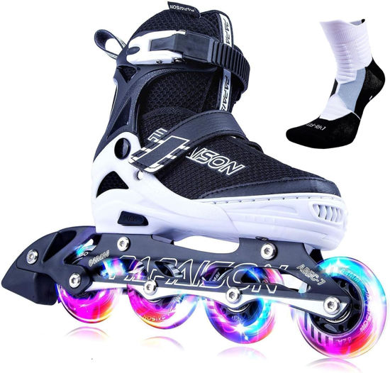 Picture of PAPAISON Adjustable Inline Skates for Kids and Adults with Full Light Up Wheels, Outdoor Roller Skates for Girls and Boys, Men and Women
