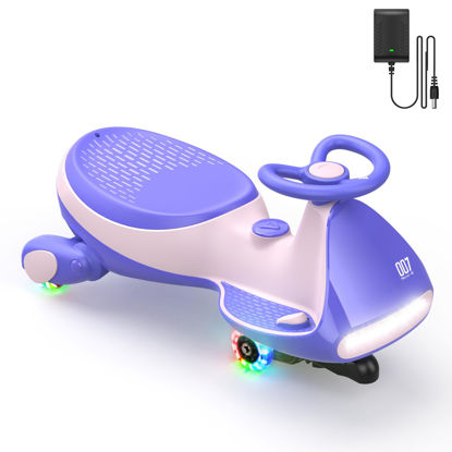 Picture of FanttikRide 12V N7 Pro Electric Wiggle Car with Pedal, Rechargeable Battery, CyberWiggle, 2 in 1 Swing Car, 2 Speed, Anti-Rollover, Flashing Wheels, Bluetooth, for Ages 3 and Up, 150 Lbs, Pink