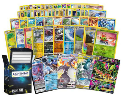 Picture of 50 Pokemon Cards Plus 1 Ultra Rare Legendary Pokemon Card | Bundle with LCC Deck Box