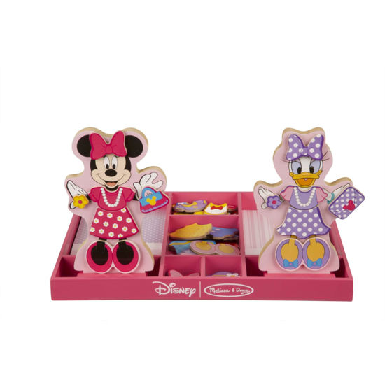 Picture of Melissa & Doug Disney Minnie Mouse and Daisy Duck Magnetic Dress-Up Wooden Doll Pretend Play Set (40+ pcs) Minnie Mouse Toys, Disney Dress Up Dolls For Preschoolers And Kids Ages 3+