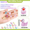 Picture of DULEFUN 100pcs Mini Glitter Ducks Colorful Tiny Small Little Resin Ducks to Hide Plastic Animal Figures for for Dollhouse Micro Dollhouse Landscape Aquarium Decorations