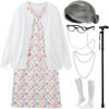 Picture of EBYTOP Old Lady Costume for Kids Halloween 100th Day of School Girls Dress up Granny Wig Grandma 100 Days Glasses Cane,1-WH 4-6 Years