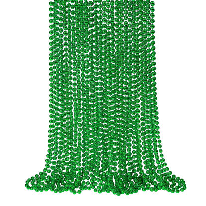 Picture of 24 PCS St. Patrick's Day Bead Necklaces, Green Mardi Gras Christmas Beads, 33'' 7 mm Green Bead Necklaces Green Party Beads for St. Patricks Day, Mardi Gras, Christmas, Carnival Party Favors