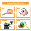 Picture of Funpynani 130Pcs Kitchen Playset, Toddler Pretend Cooking Play Pots, Pans, Utensils Cookware, Daily Food Fruit Veges, Shopping Storage Basket, Dessert, Prop Money, Learning Gift for Child (Pink)