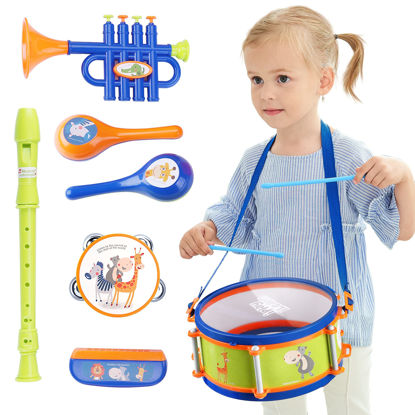 Picture of iPlay, iLearn Toddler Musical Instruments Toys, Kids Drum Set, Baby Trumpet, Percussion, Harmonica, Maraca, Flute, Tambourine, Birthday Gifts for 18 Months Olds Ages 2 3 4 5 Years Boys Girls Children