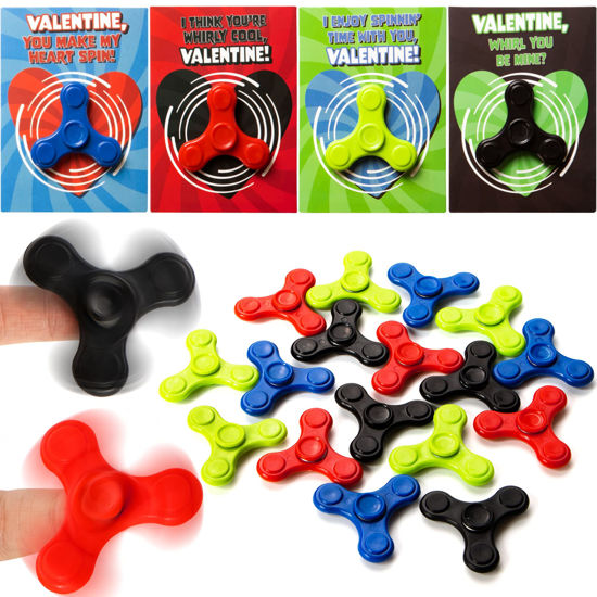 Picture of JOYIN 28 Packs Valentines Cards with Fidget Spinner, Stress Relief Hand Finger Spinner Fidget Toy for Valentine’s Day Kids School Classroom Prizes, Gift Exchange,Party Favor Exchange Gift Rewards